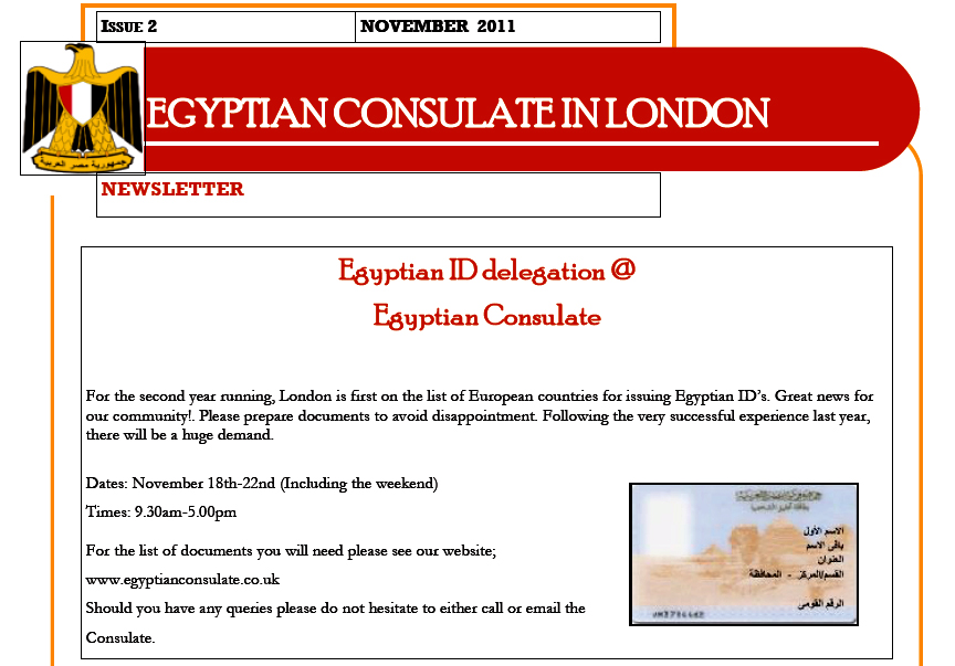 egyptian consulate letter